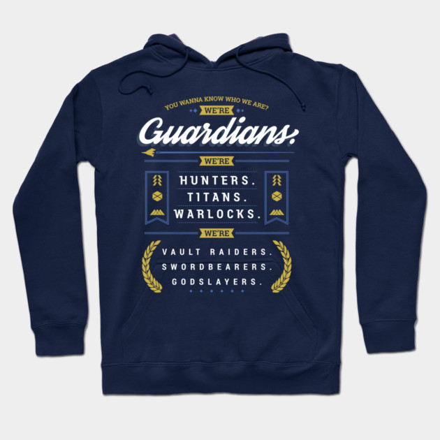 Navy blue hoodie with bold white and yellow text design, perfect for gaming enthusiasts and casual wear.