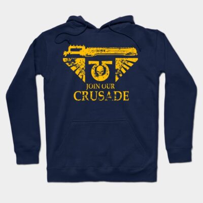 Navy blue hoodie with bold yellow graphic and text design, casual wear, cotton blend, cozy and stylish for everyday use.