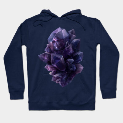 Galactic crystal formation in deep violet Hoodie by ThreadOrbit