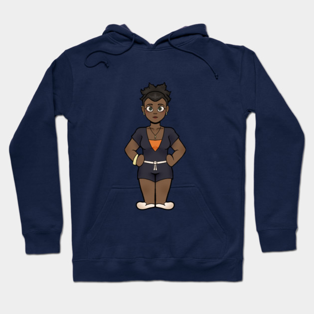 Navy blue hoodie with cartoon character design, casual style, cozy cotton blend, perfect for everyday wear or lounging.