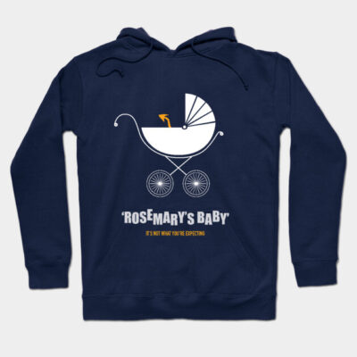 Navy blue hoodie with vintage stroller graphic and text, casual style, cotton blend, perfect for everyday wear.