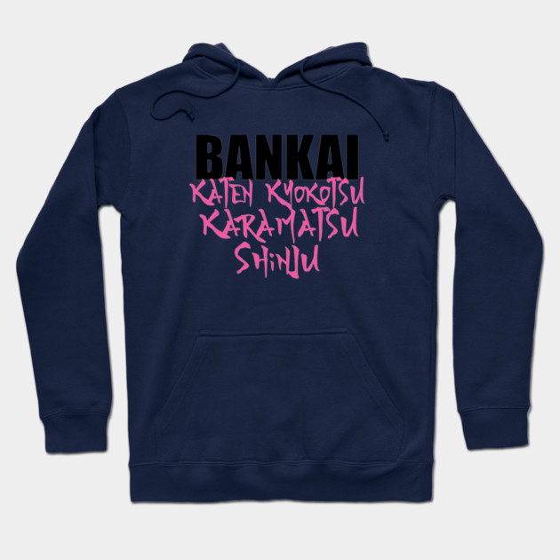 Navy blue hoodie with bold black and pink text design, perfect for casual wear, made of soft cotton material.