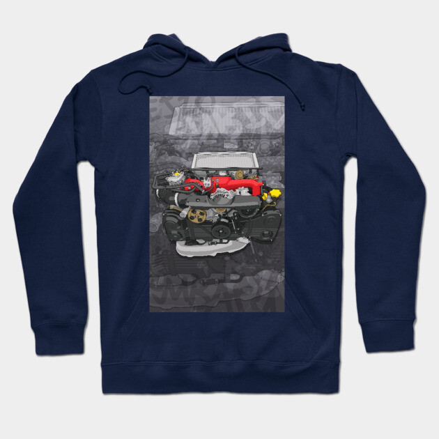 Subaru boxer engine EJ20 (with background) Hoodie by ArtyMotive