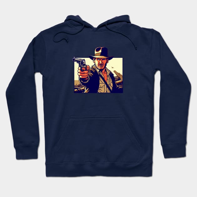 Navy blue hoodie with adventurous graphic print, casual style, ideal for everyday wear, made from soft cotton blend.