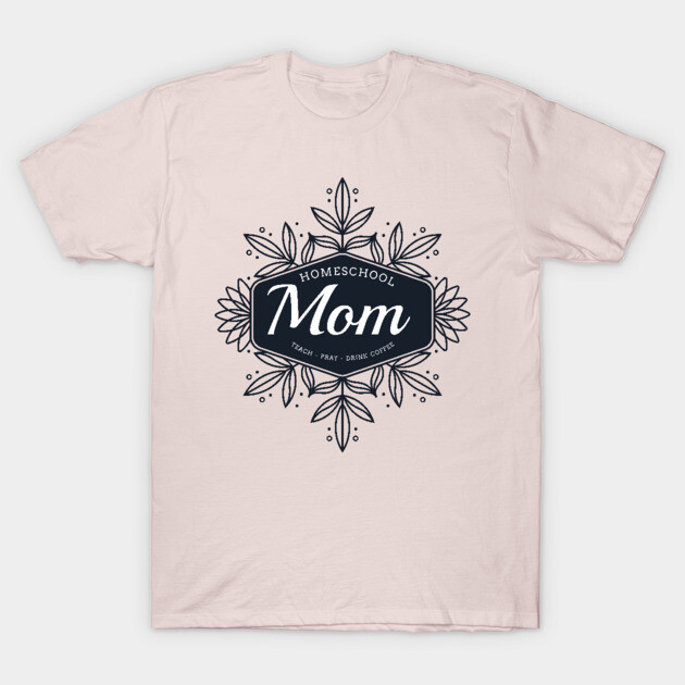 Light pink "Homeschool Mom" t-shirt with floral design, casual style, perfect for everyday wear, soft cotton material.