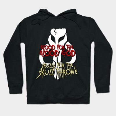 Black hoodie with bold graphic design, featuring skull motif and vibrant text. Ideal for casual wear and street style.