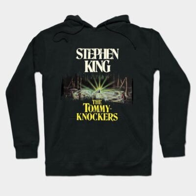 Black hoodie with "The Tommyknockers" print, featuring a forest scene. Comfortable cotton blend, perfect for casual wear.