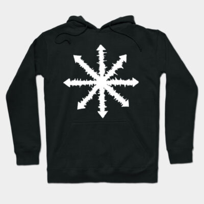 Black hoodie with white star symbol, casual wear, cotton blend, unisex style, perfect for everyday comfort.