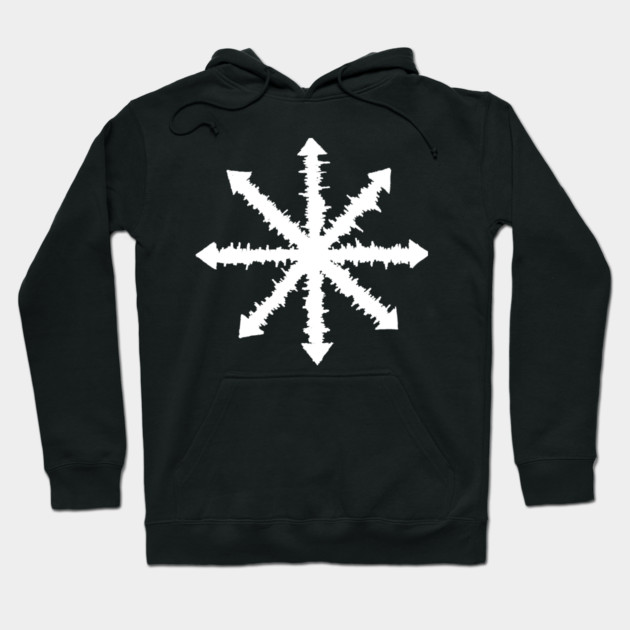 Black hoodie with white star symbol, casual wear, cotton blend, unisex style, perfect for everyday comfort.