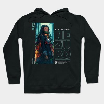 Black anime-themed hoodie with vibrant graphic design, featuring stylish text and character illustration. Perfect for casual wear.