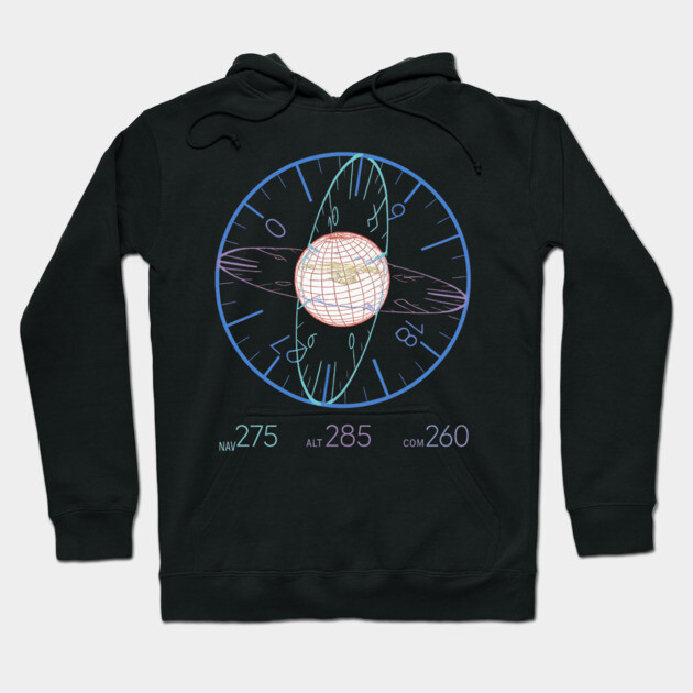 Retro Galactic NAV HUD – Vintage Sci-Fi Navigation Display Hoodie by Frogtitude