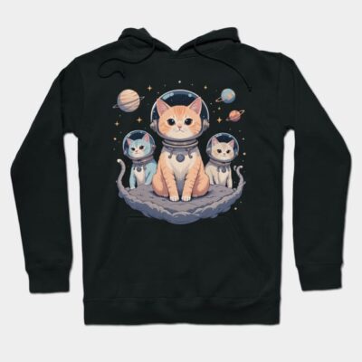Space Cats Adventure - Cosmic Feline Explorers Art Hoodie by latelierdechris
