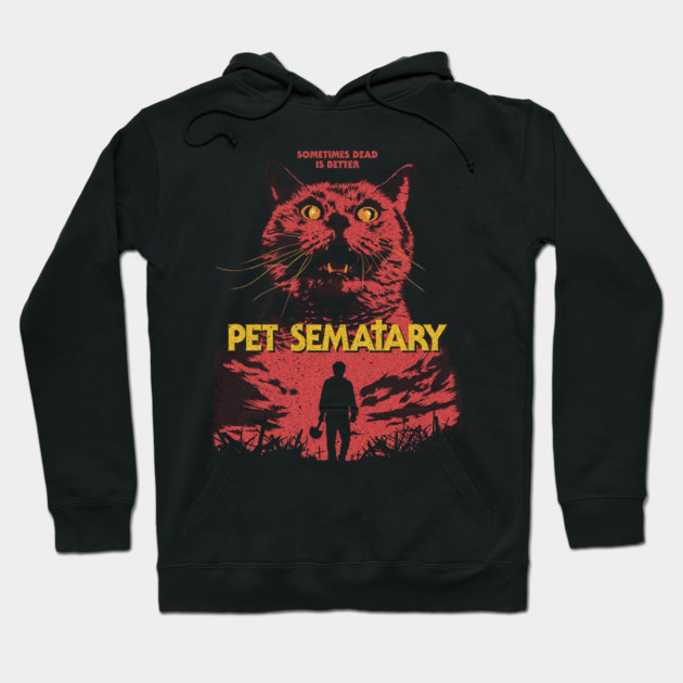 Black unisex hoodie with bold red and yellow graphic design inspired by horror theme, perfect for casual wear.