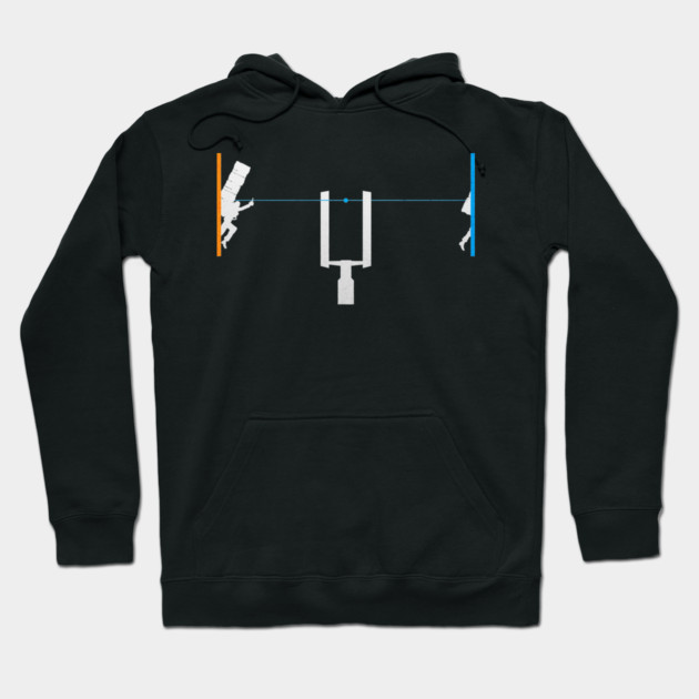 Black hoodie with minimalist geometric design, casual style, soft cotton material, ideal for everyday wear.