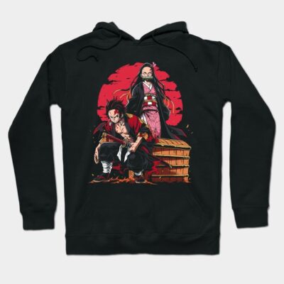 Black anime-themed hoodie featuring colorful graphic design, perfect for casual wear and fans of Japanese animation.