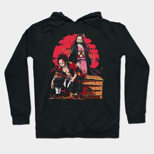 Black anime-themed hoodie featuring colorful graphic design, perfect for casual wear and fans of Japanese animation.