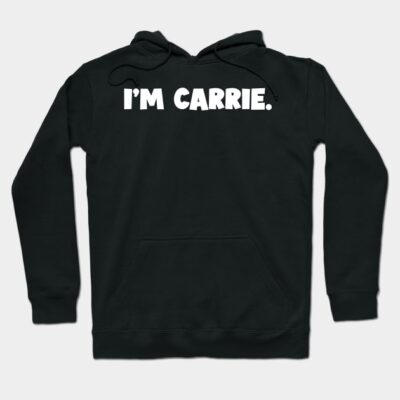 Black hoodie with bold white text print, featuring a casual style and comfortable fit for everyday wear.