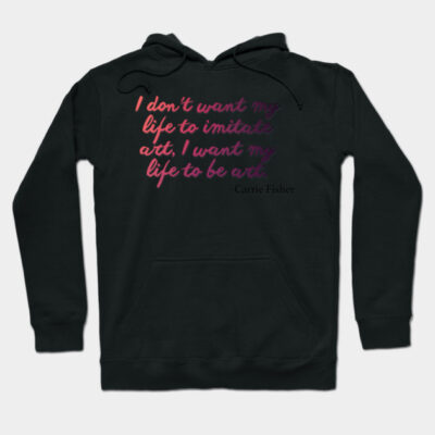 Black hoodie with artistic quote design in pink and purple text, cozy and stylish for casual wear.