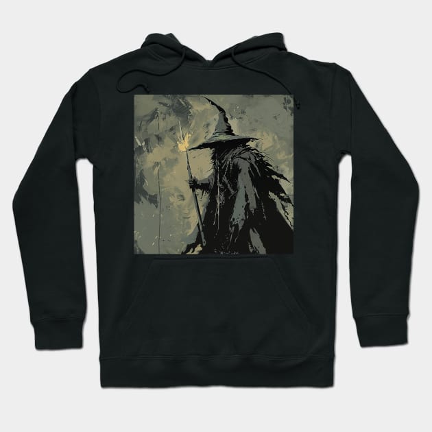 Black hoodie with wizard design, featuring a dark, mystical illustration. Perfect for casual wear and fantasy fans.