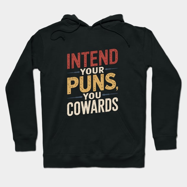 Black hoodie with humorous text design, cozy cotton blend, casual wear for pun enthusiasts, unisex style.