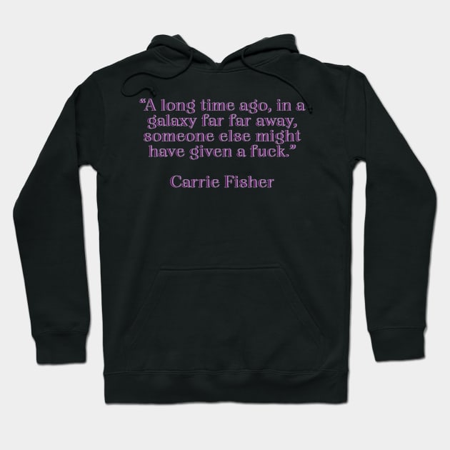 Black hoodie with humorous text, purple font, casual style, cozy material, perfect for everyday wear.