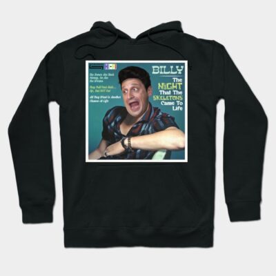 Black hoodie with playful graphic design, featuring text and illustration, made of soft cotton for casual wear.