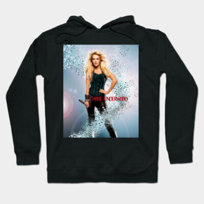 Black hoodie with vibrant music-themed graphic print, perfect for casual wear, made from soft cotton blend.