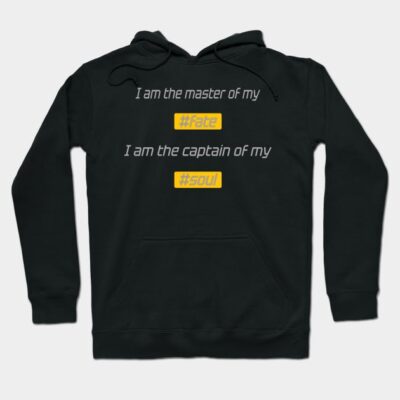 Black hoodie with motivational quote, yellow hashtag accents, cotton material, casual wear. Ideal for inspirational style.