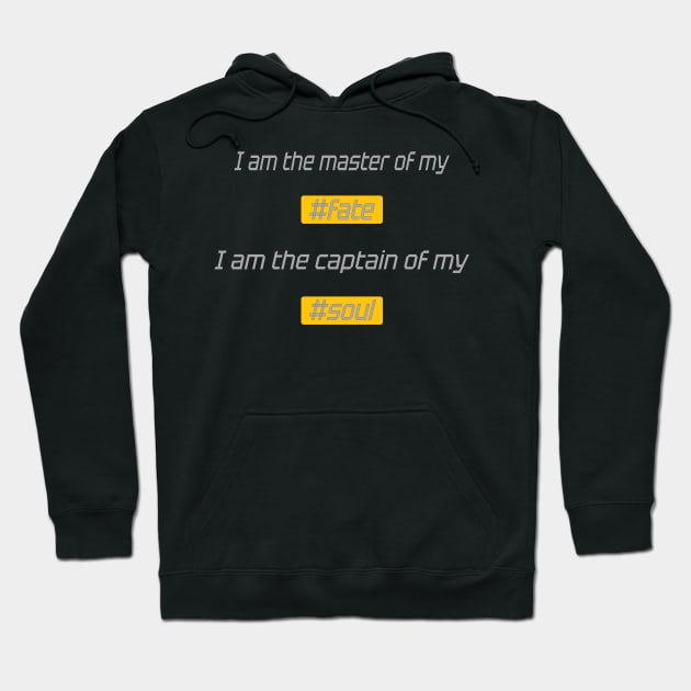 Black hoodie with motivational quote, yellow hashtag accents, cotton material, casual wear. Ideal for inspirational style.