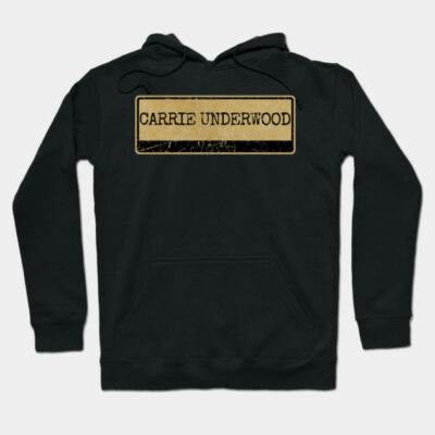 Black hoodie with vintage-style beige text graphic, casual wear, cotton material, unisex fashion sweatshirt.