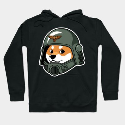 Black hoodie with cute dog in a green helmet design, casual style, cozy cotton blend for everyday wear.