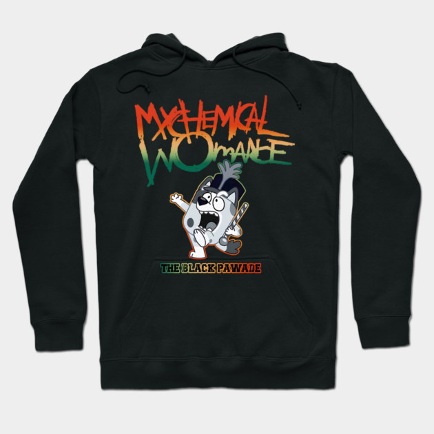 Black graphic hoodie featuring colorful text and cartoon design, casual style, unisex cotton blend, perfect for cool weather.