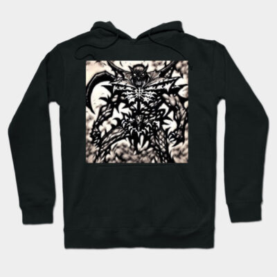 Black hoodie with abstract design, featuring bold patterns, perfect for casual wear, made from soft cotton blend.