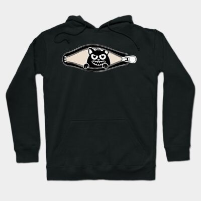 Black cotton hoodie with unique zipper and monster design, casual style, perfect for cool weather and everyday wear.