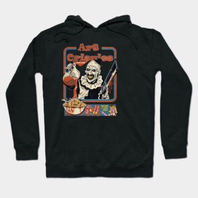 Black graphic hoodie featuring retro horror-themed print, ideal for casual wear, made from soft, durable cotton blend.