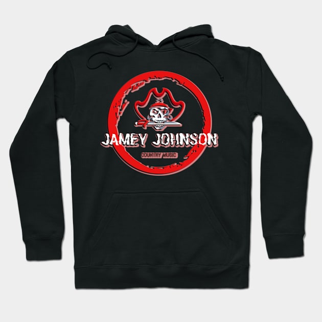 Black hoodie with red and white graphic design, featuring skull and cowboy hat emblem. Casual unisex style, cotton material.