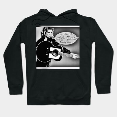 Black hoodie featuring vintage guitar print, ideal for music lovers. Cozy cotton blend for casual wear.