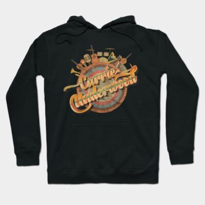 Black music-themed hoodie with colorful retro graphic and instruments, perfect for casual wear and music lovers.