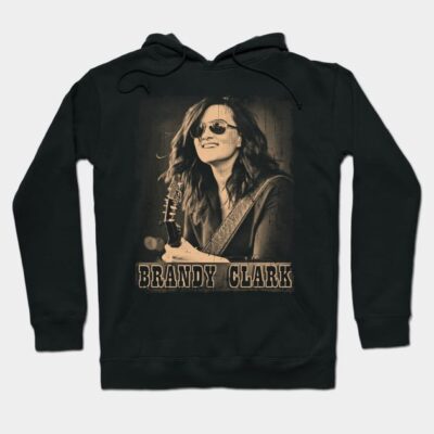 Black hoodie with vintage guitar design, featuring text. Comfortable cotton material, ideal for casual wear.
