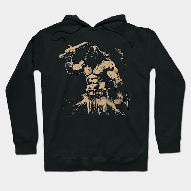 Black graphic hoodie featuring warrior design, cotton material, unisex style, perfect for casual wear or gifting.