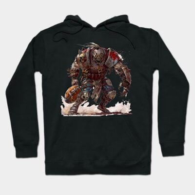 Black hoodie featuring a detailed fantasy warrior graphic, perfect for casual wear. Cotton blend, unisex design.