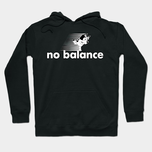 Black hoodie with "no balance" text and graphic, featuring a playful design. Casual style, ideal for everyday wear.