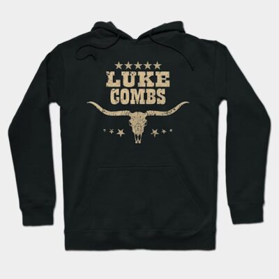 Black hoodie with Western-style bull skull and star print, cozy fit, perfect for casual wear and outdoor activities.
