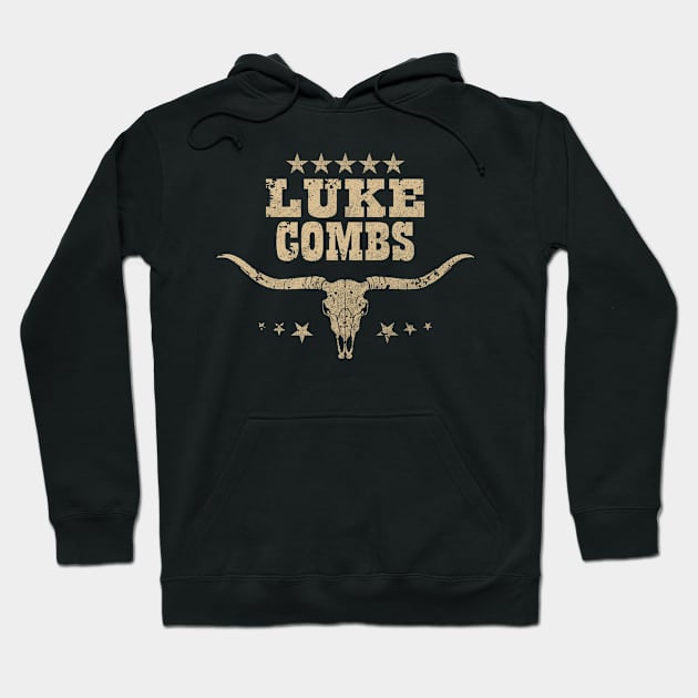 Black hoodie with Western-style bull skull and star print, cozy fit, perfect for casual wear and outdoor activities.