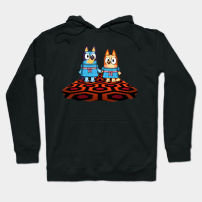 Black hoodie with playful cartoon characters, vibrant design, cozy cotton blend, casual wear for all seasons.