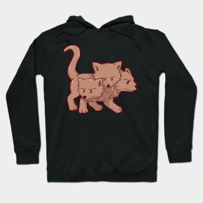 Black hoodie with a three-headed cat graphic, made of soft cotton, ideal for casual wear and cozy comfort.