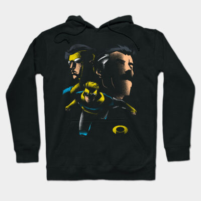 Black cotton hoodie with vibrant superhero graphic, perfect for casual wear and comic enthusiasts.