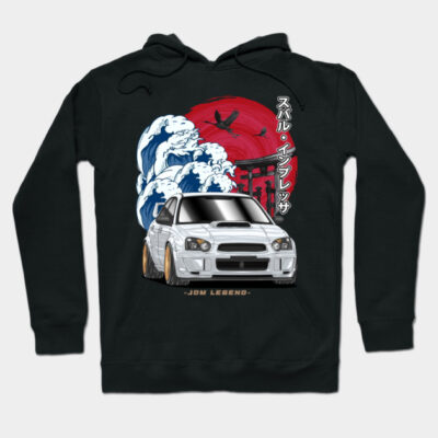 White Subie Impreza WRX Blob Eye Hoodie by Guyvit
