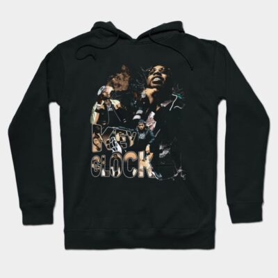 Black hoodie with graphic design and text, casual style, cotton material, suitable for everyday wear.