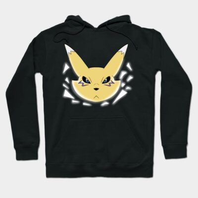 Black hoodie with yellow and white fox design, casual style, cotton material, perfect for everyday wear or gifts.